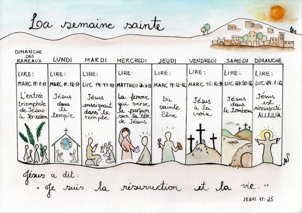 Calendrier pour la semaine sainte